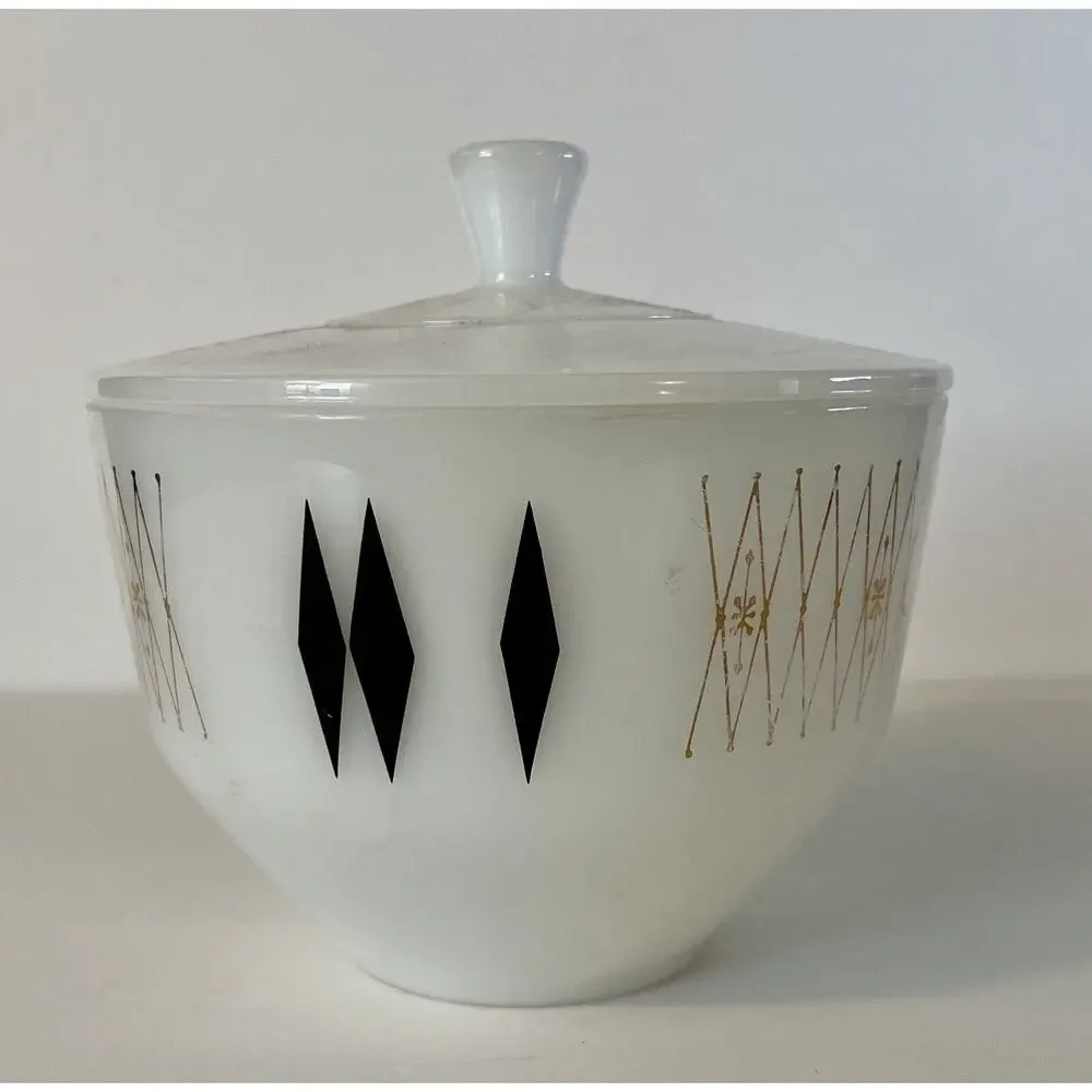 Federal Glass Vintage 70's BLACK DIAMOND 1 1/2 Quart Casserole‎ Bowl w Lid GUC